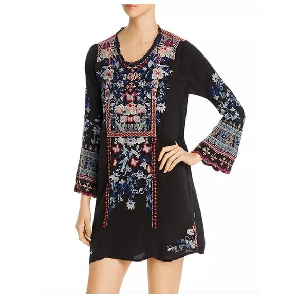 Johnny‎ Was WHITE Gerona Embroidered Tunic Dress Medium